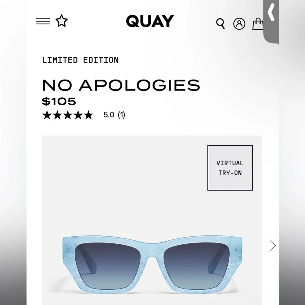 Quay Australia NoApologies Arctic Tort Frame/Blue Grad. Lens Limited Edition!!😎